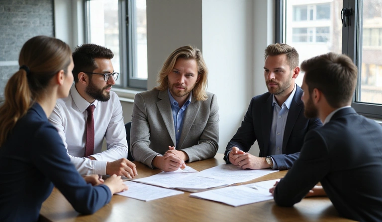 Business meeting with legal documents