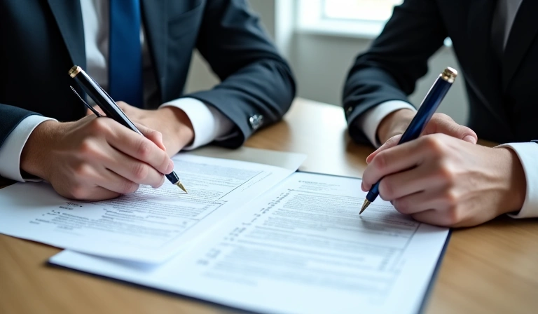 Contract signing between business partners