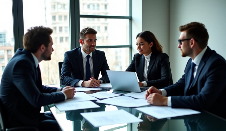 Corporate lawyers discussing business strategy