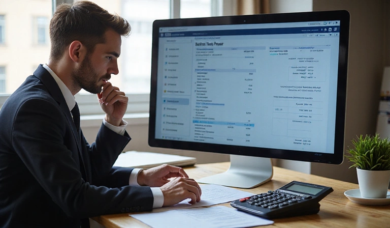 Tax consultant analyzing financial documents